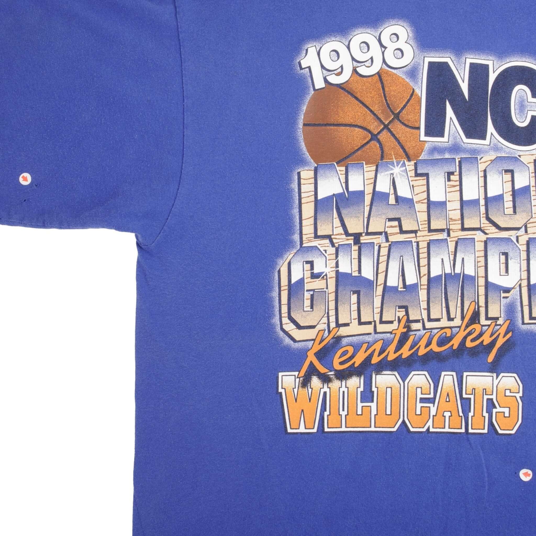 VINTAGE NCAA UNIVERSITY OF KENTUCKY WILDCATS CHAMPIONS 1998 TEE SHIRT SIZE XL