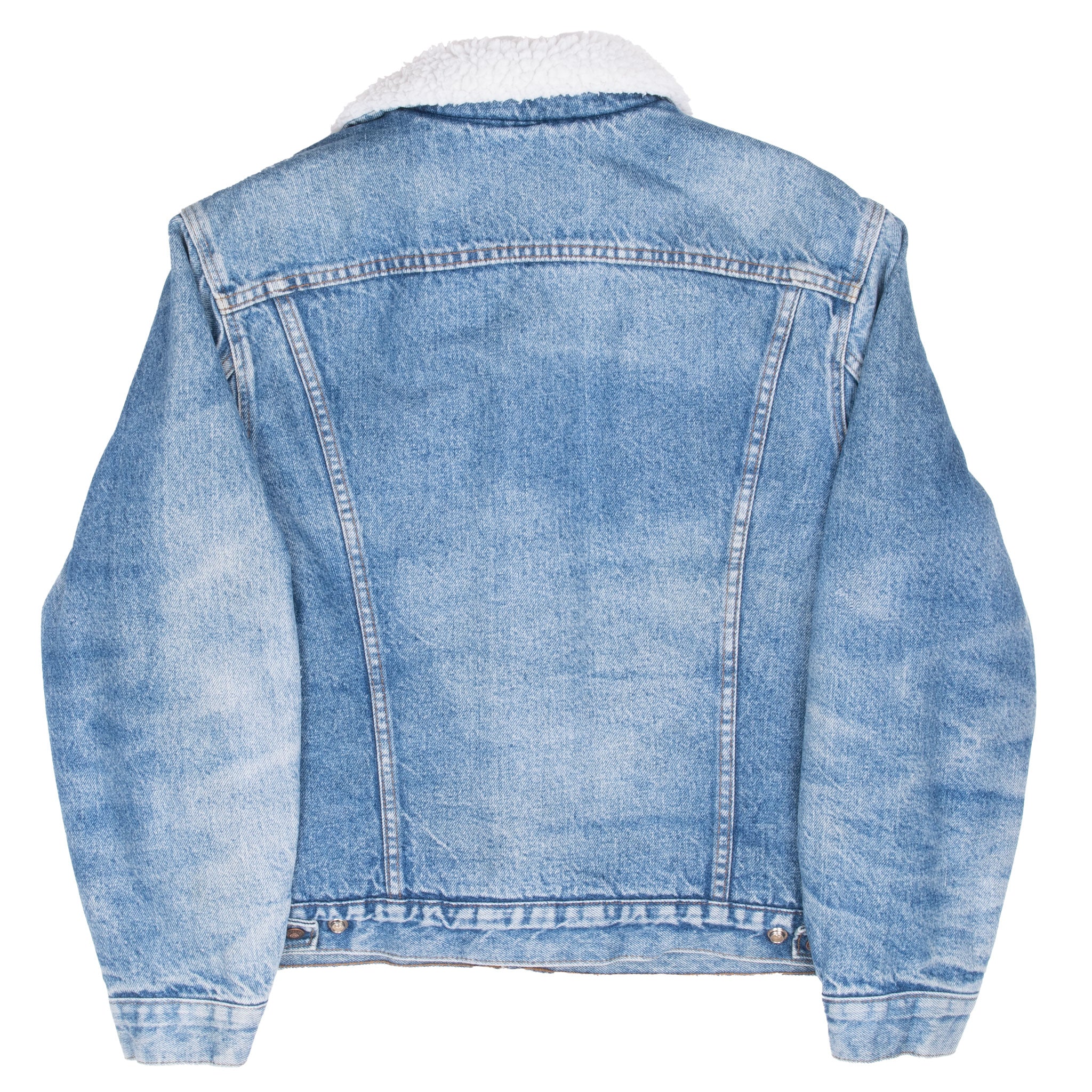 Vintage Levis Sherpa Trucker Blue Denim Jacket 1980S Size 42R Made In Usa