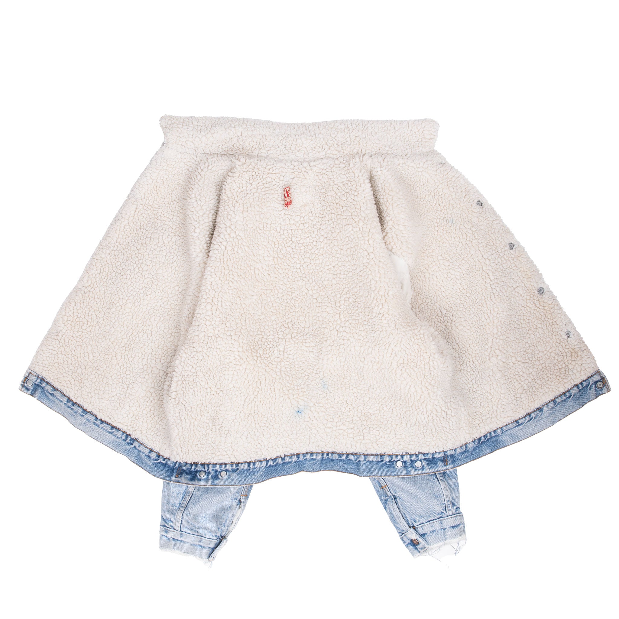 Vintage Levis Sherpa Trucker Blue Denim Jacket 1980S Size 46R Made In Usa