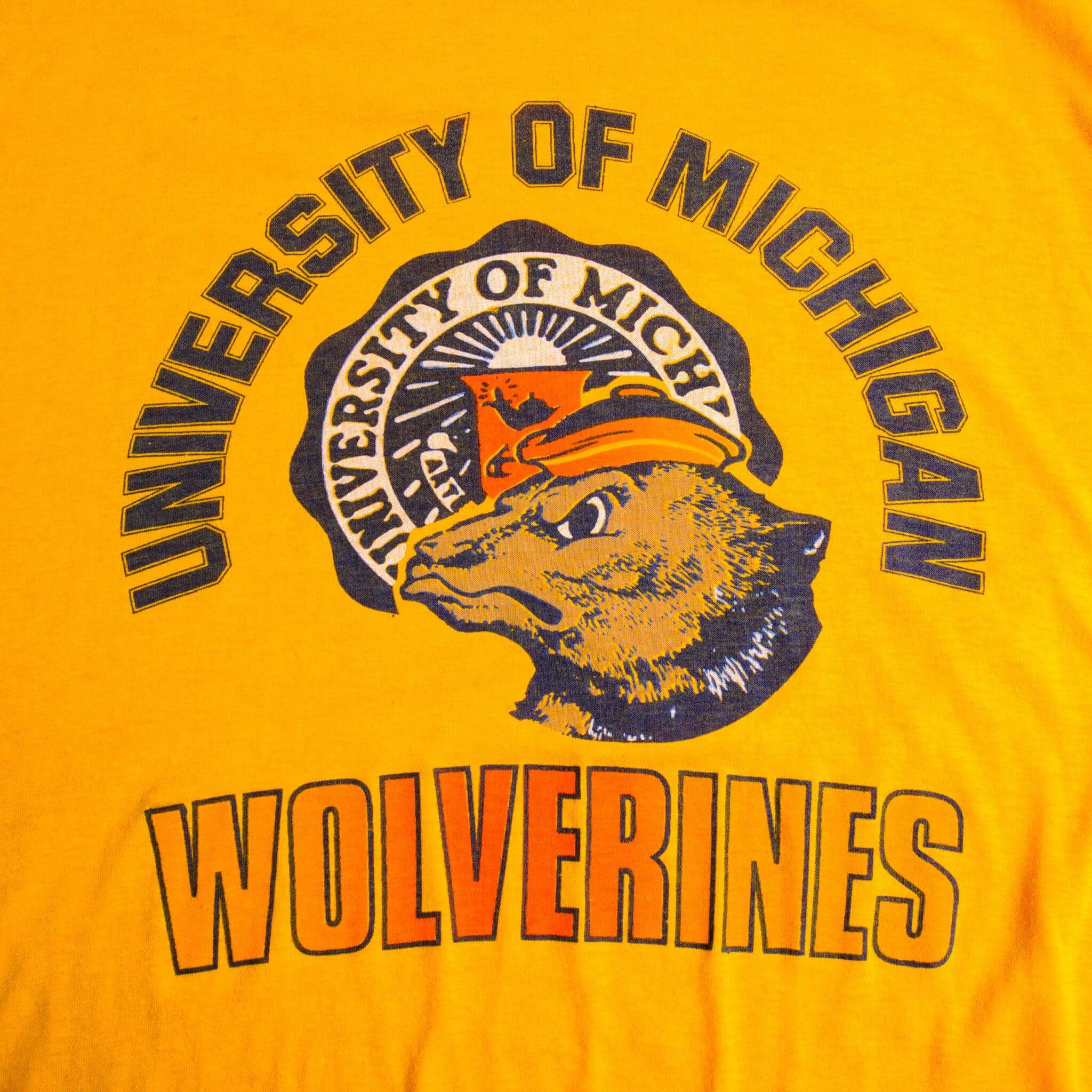 VINTAGE UNIVERSITY OF MICHIGAN WOLVERINES TEE SHIRT 1980s SIZE LARGE MADE IN USA