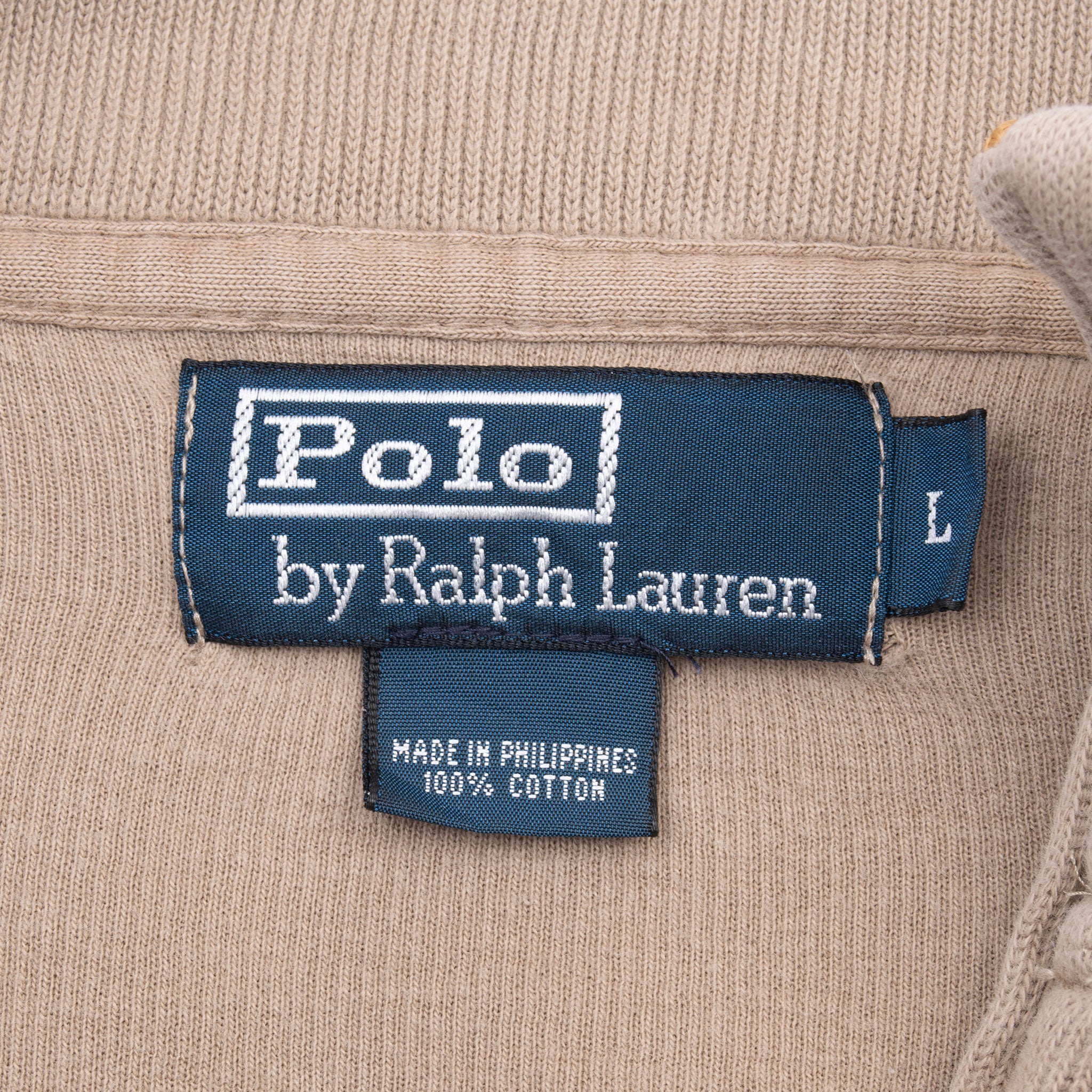 Vintage Polo Ralph Lauren Beige Quarter Zip Sweater Size Large 1990S