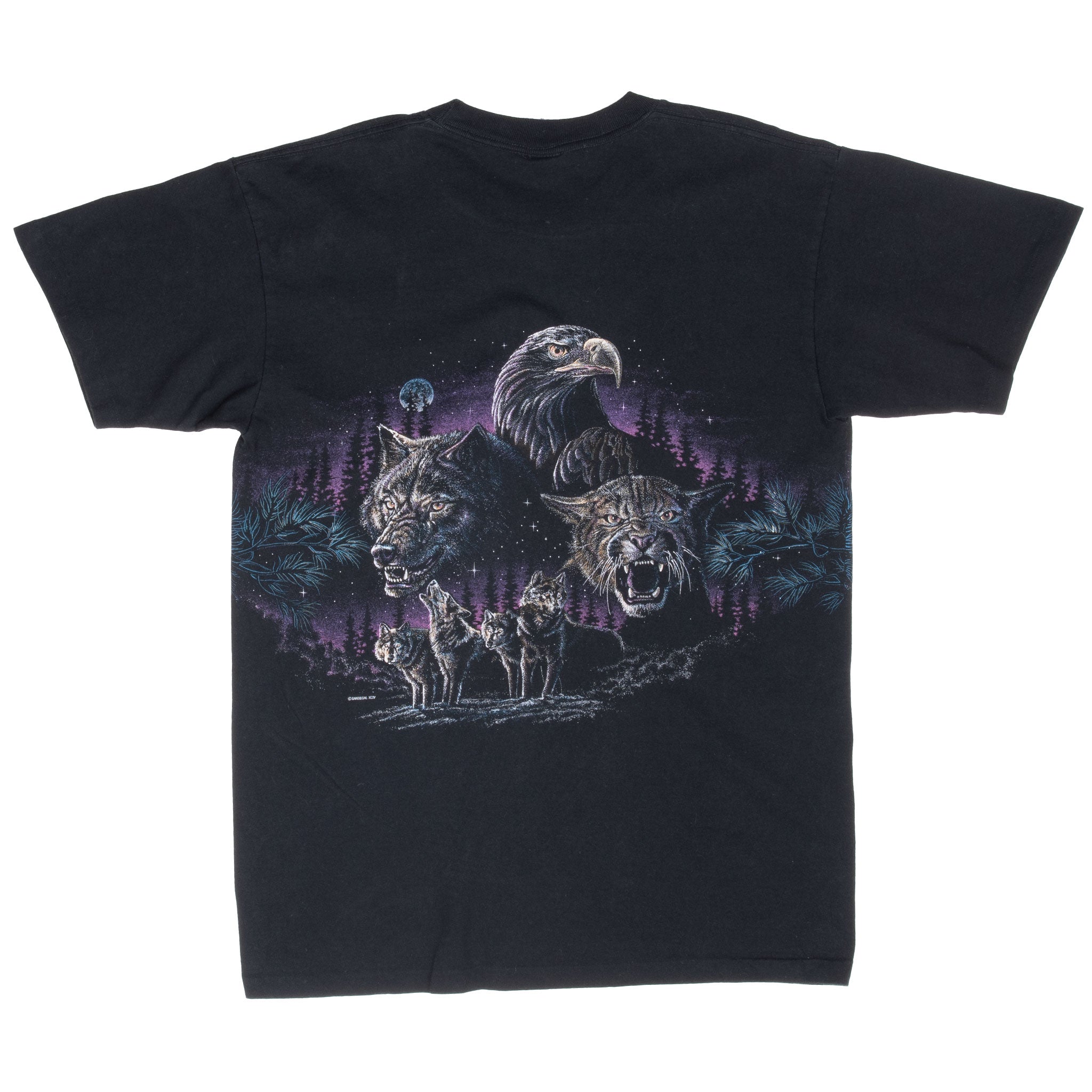 Vintage Animal Print Eagle Wolf Mammoth Lakes Tee Shirt 1994 Size Medium