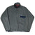 Full front view of grey Patagonia Snap-T Synchilla fleece pullover with navy chest pocket
