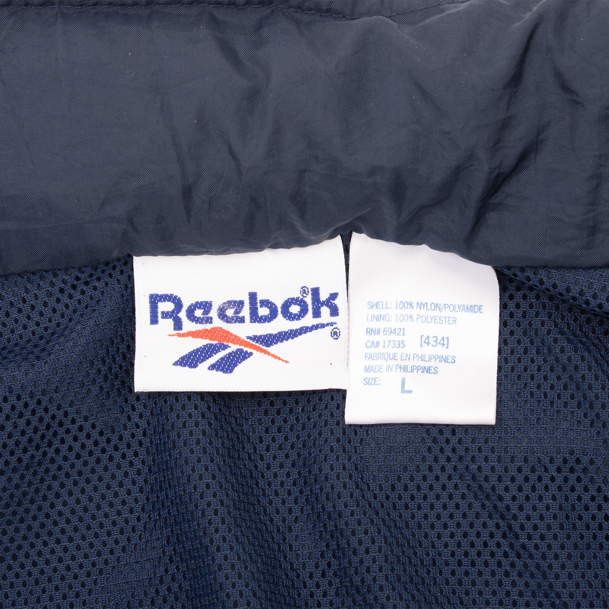 Vintage Reebok Navy Blue Windbreaker Jacket 1990S Size Large