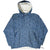 Front of Nike blue patterned hooded pullover jacket with white lining visible below the hem