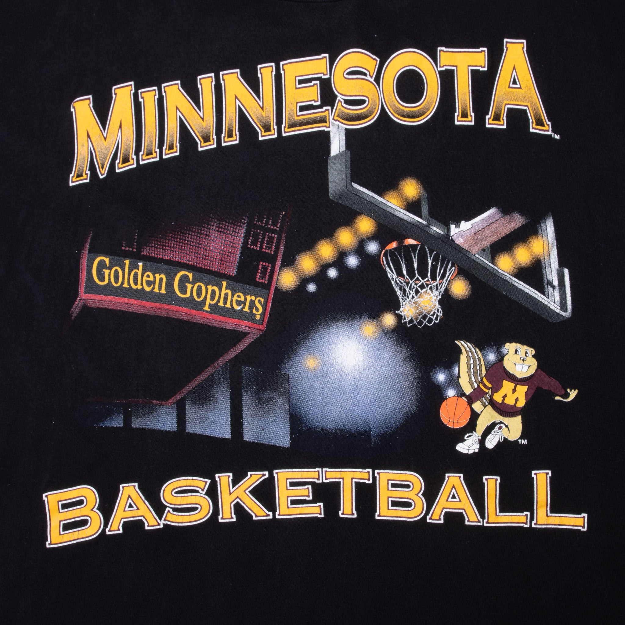 Vintage Ncaa Minnesota Golden Gophers Basketball 1990S Tee Shirt Size XL With Single Stitch Sleeves