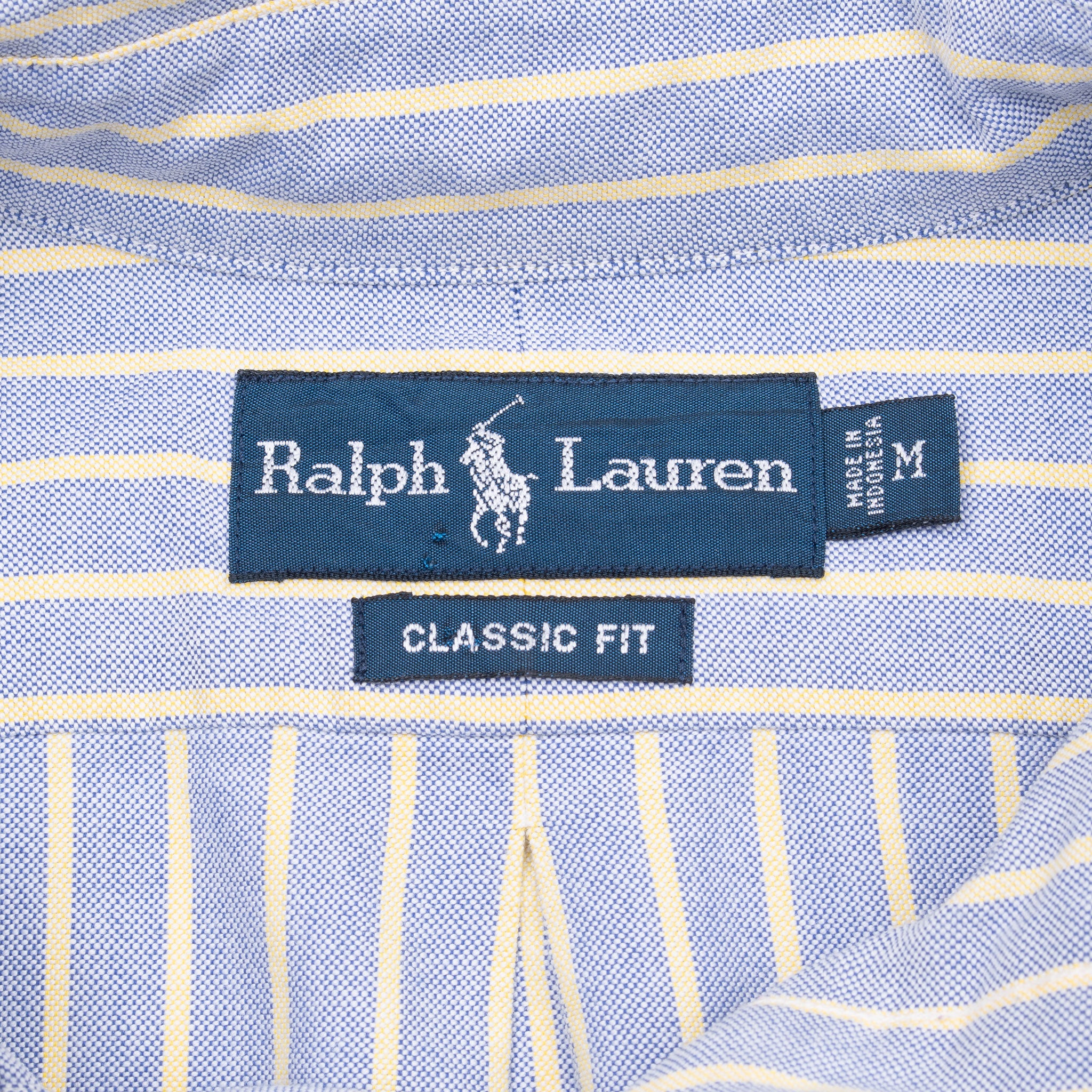 Vintage Ralph Lauren Blue And Yellow Stripped Shirt 1990S Size Medium