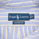 Vintage Ralph Lauren Blue And Yellow Stripped Shirt 1990S Size Medium