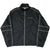 Full front of black Nike zip-up windbreaker with orange chest lettering and white piping