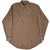 Full front view of Polo Ralph Lauren brown plaid flannel shirt with button-down collar and curved hem