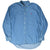 Front of blue Ralph Lauren Blake denim shirt laid flat with collar and cuffs visible