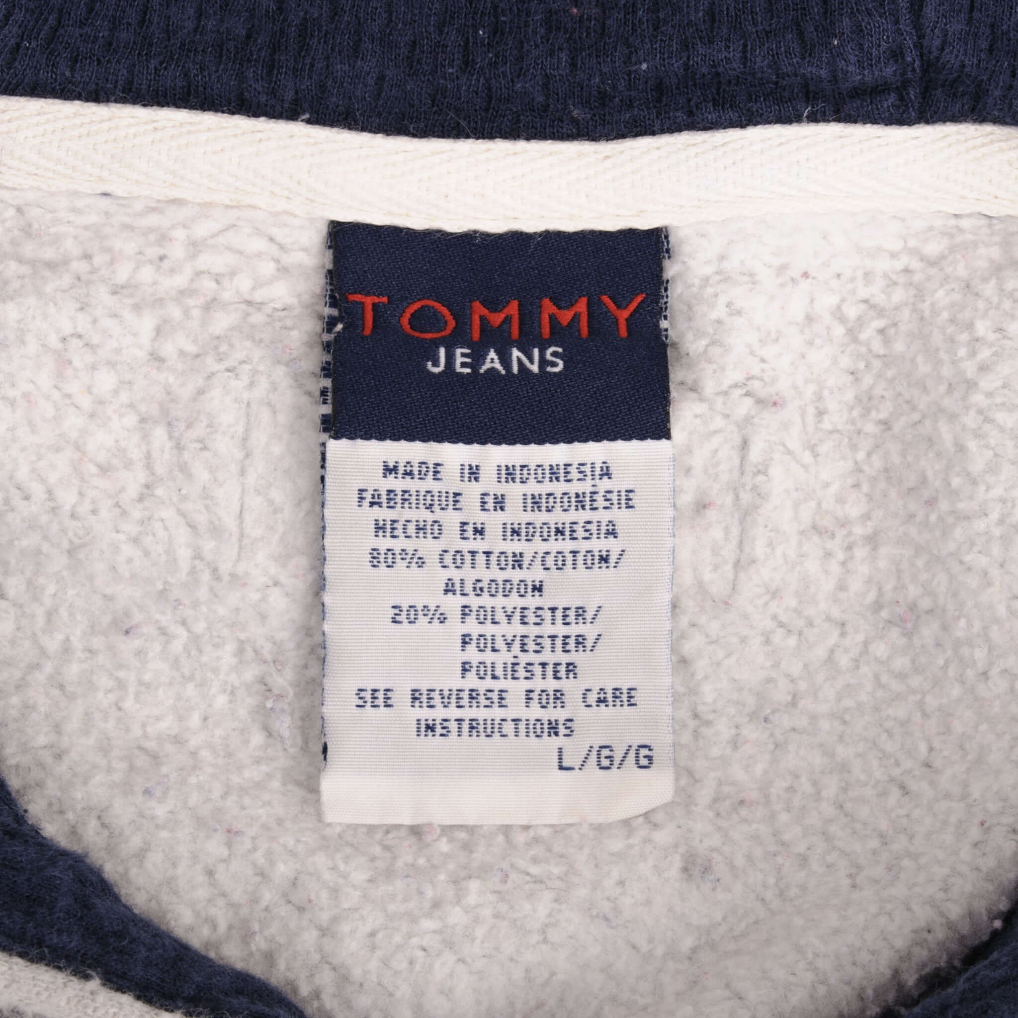 Vintage Tommy Hilfiger Jeans Embroidered Grey Hoodie Sweatshirt Size Large