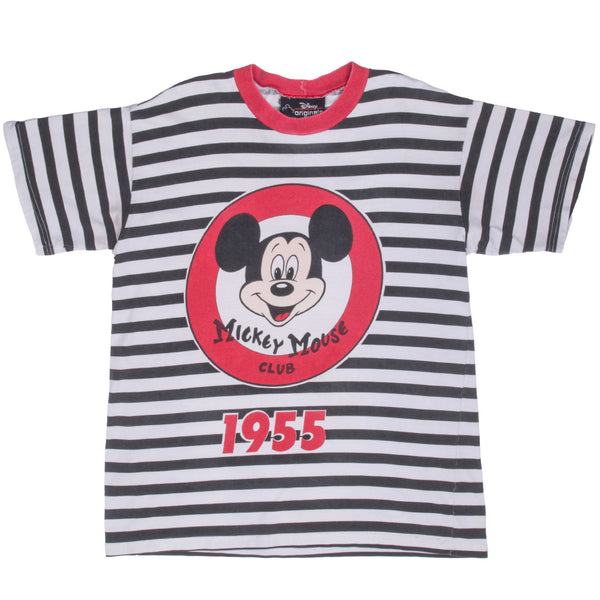 Vintage Disney Mickey Mouse Club 1955 Stripped Tee Shirt 1990S Size Large