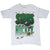 Full front view of gray Dallas Stars T-shirt with green and gold hockey print