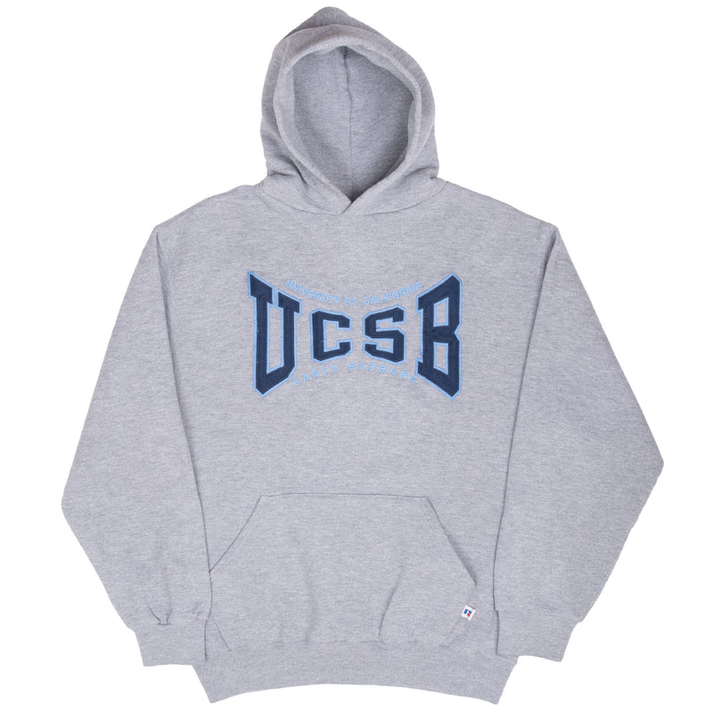Vintage Ucsb Santa Barbara Grey Hoodie Sweatshirt 1990S Size Medium Made In Usa