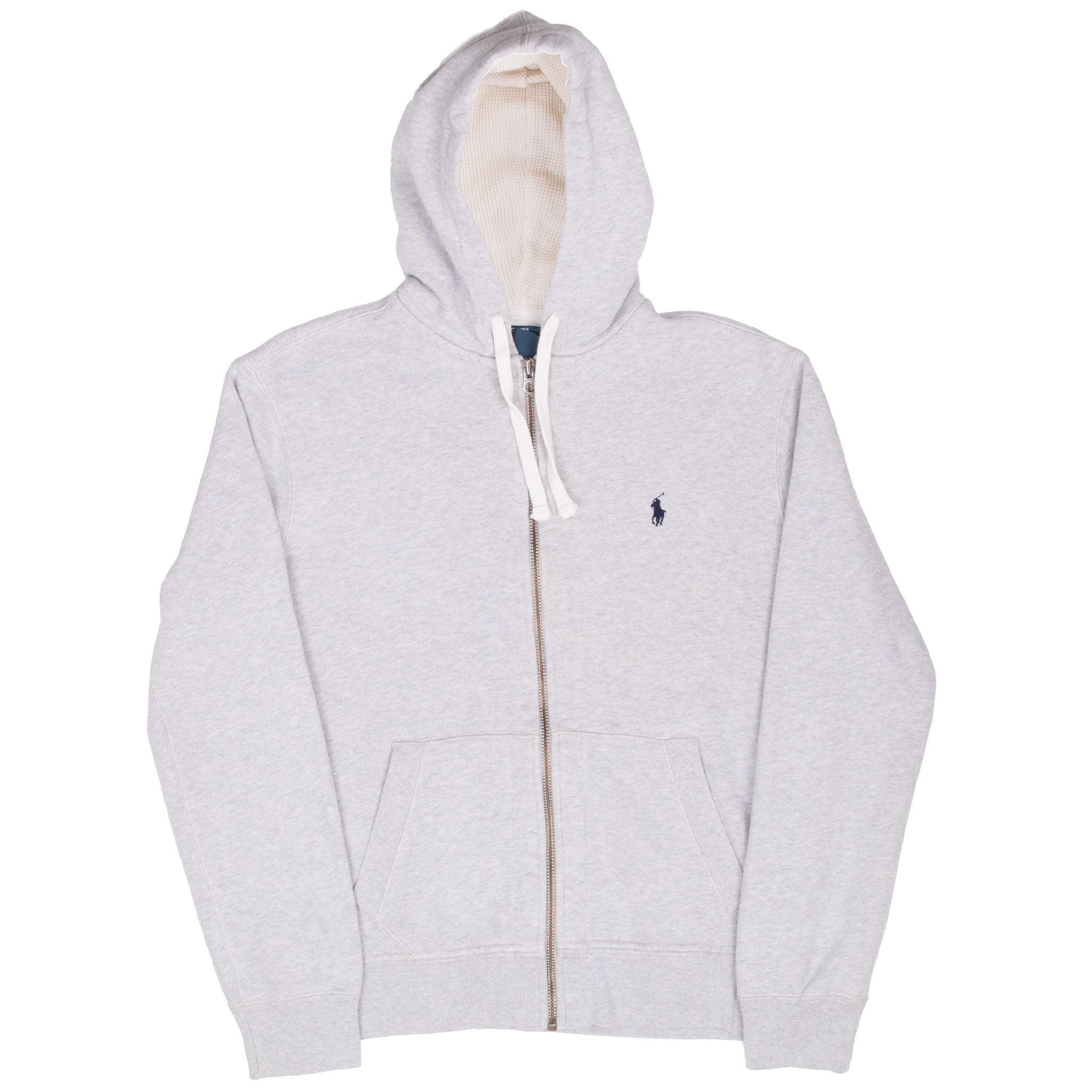 Vintage Ralph Lauren Full Zip Classic Grey Hoodie Sweatshirt 1990S Size Medium