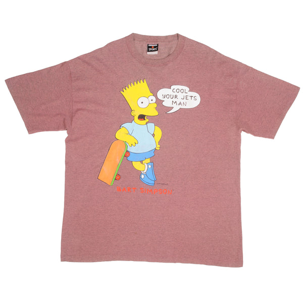 Vintage The Simpsons Cool Your Jets Man Tee Shirt 1990S Size 2XL With Single Stitch Sleeves