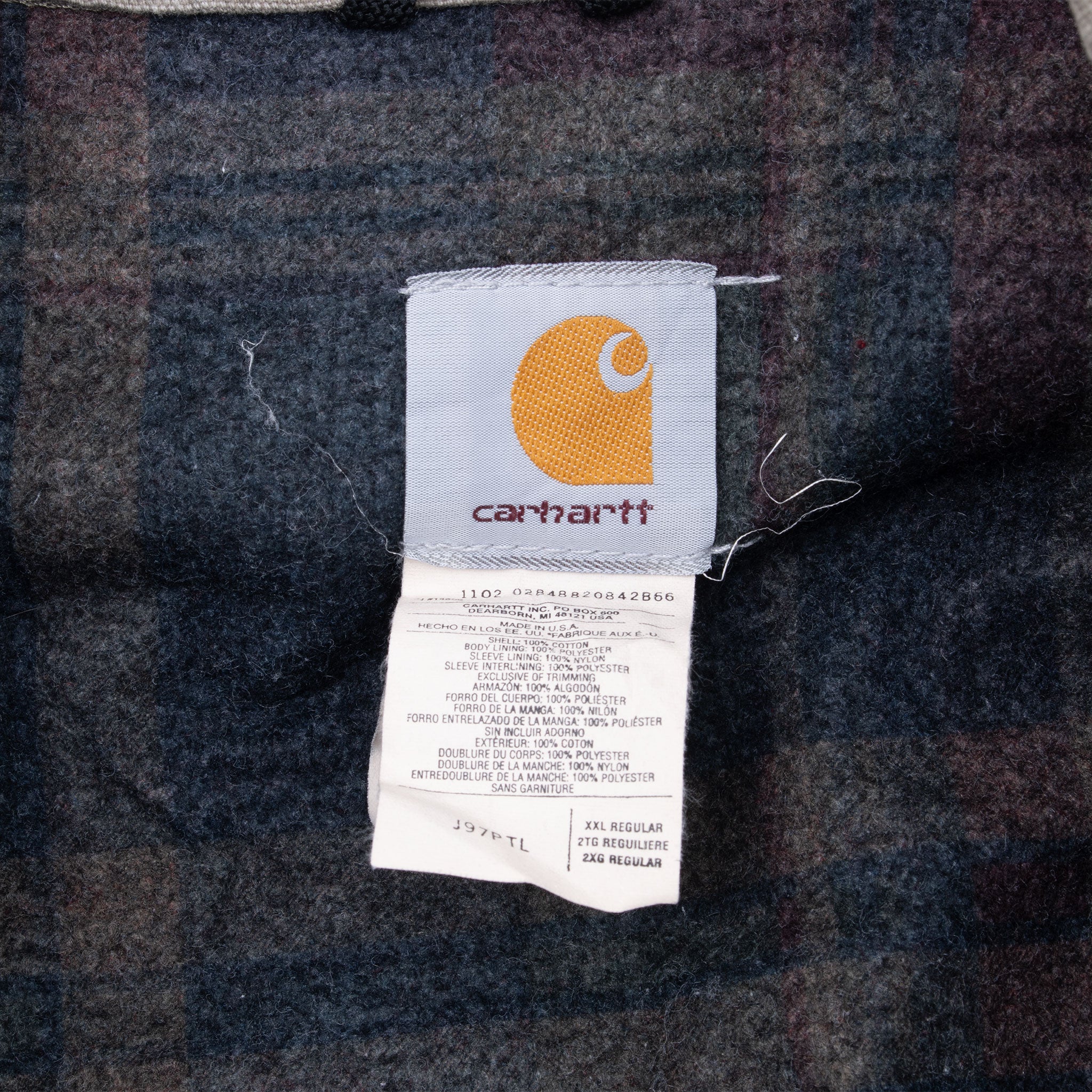 Vintage Carhartt Detroit J97PTL Petrol Blanket Lined Jacket 1990S Size 2XL Made In USA