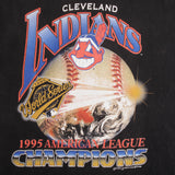 Vintage MLB Cleveland Indians Champions 1995 Tee Shirt Size Large Made In USA With Single Stitch Sleeves