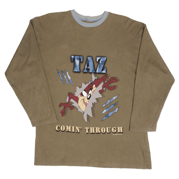 Vintage Warner Bros Looney Tunes Taz Mark And Spencer Half Sleeve Tee Shirt 1999 Size XL 