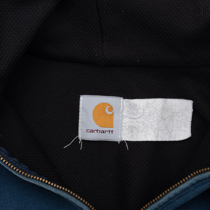 Vintage Carhartt Blue Hooded Active Jacket 1990S Size XL Made In Usa