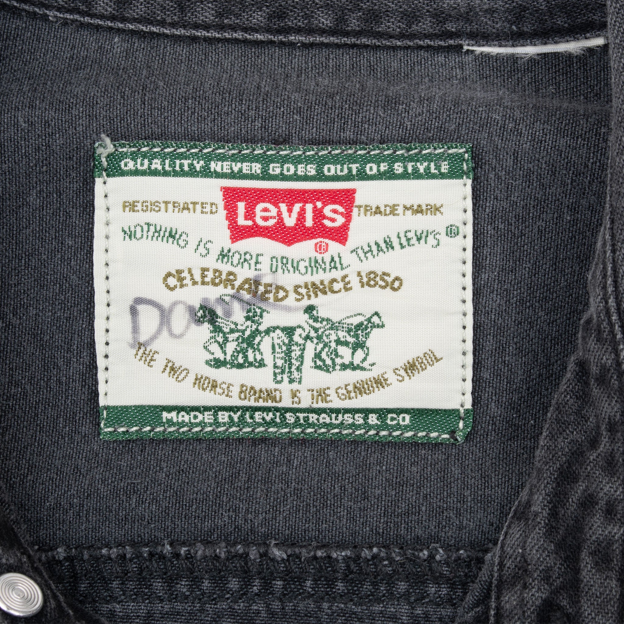 Vintage Levis Red Tab Denim Black Pocket Shirt 1990S Size Medium