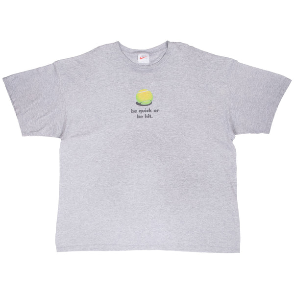 Vintage Nike Tennis Be Quick Or Be Hit Tee Shirt 1990S Size 2XL Made In Usa