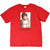 Full front view of red Supreme Nasty Nas T-shirt with centered portrait graphic