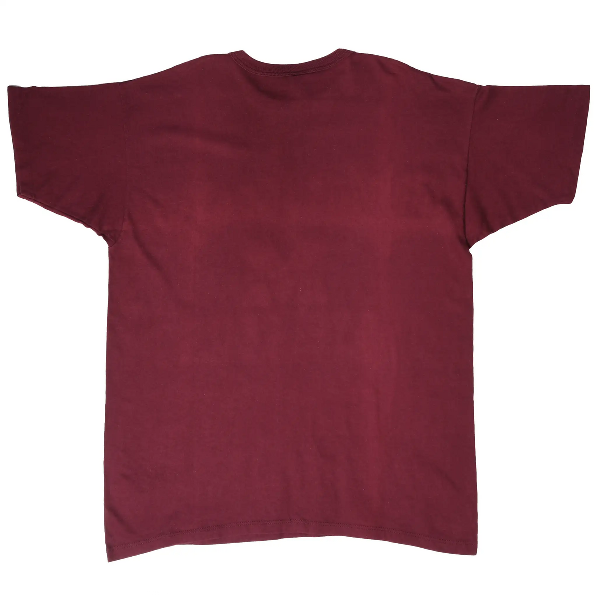 Back of maroon Champion T-shirt with no graphic