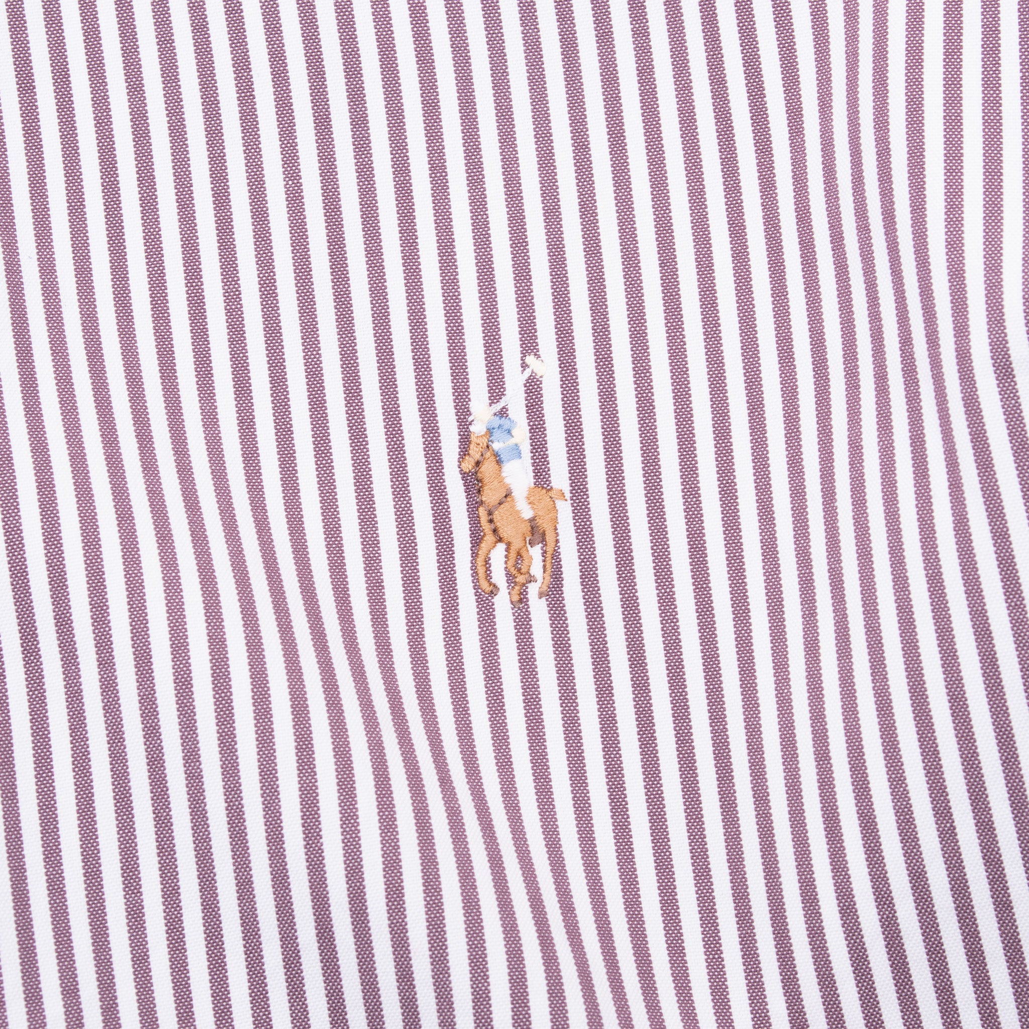 Vintage Ralph Lauren Classic Brown & White Striped Shirt 1990S Size 17 1/2 X 34