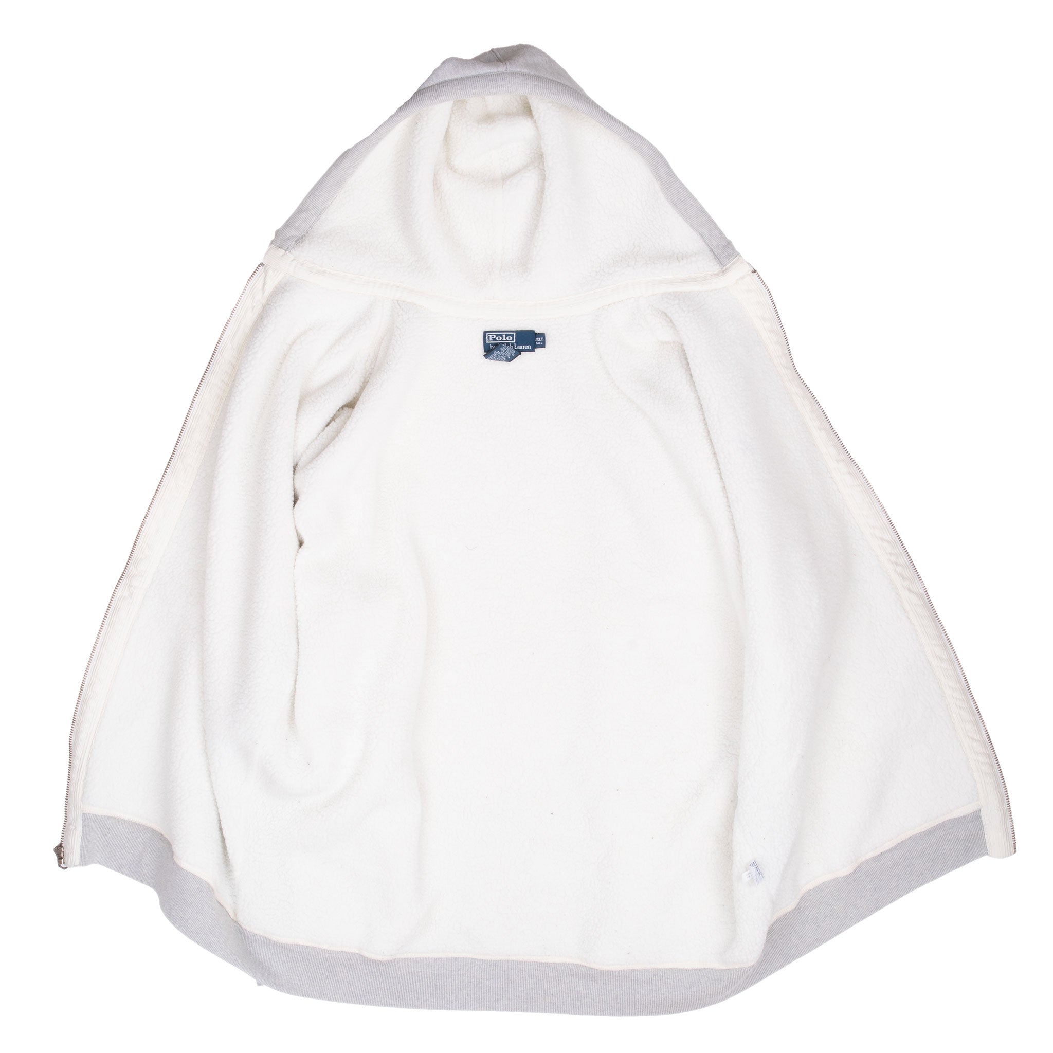 Vintage Polo Ralph Lauren Grey Sherpa Cross Country 100 Miles Ski Race Lined Hoodie Sweatshirt 1990S Size 2Xl Tall 