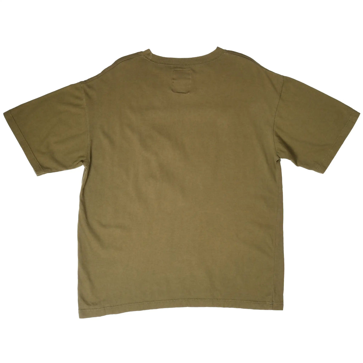 Plain back of olive green short-sleeve T-shirt