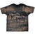 Back of black T-shirt with two lions walking across a dark landscape print