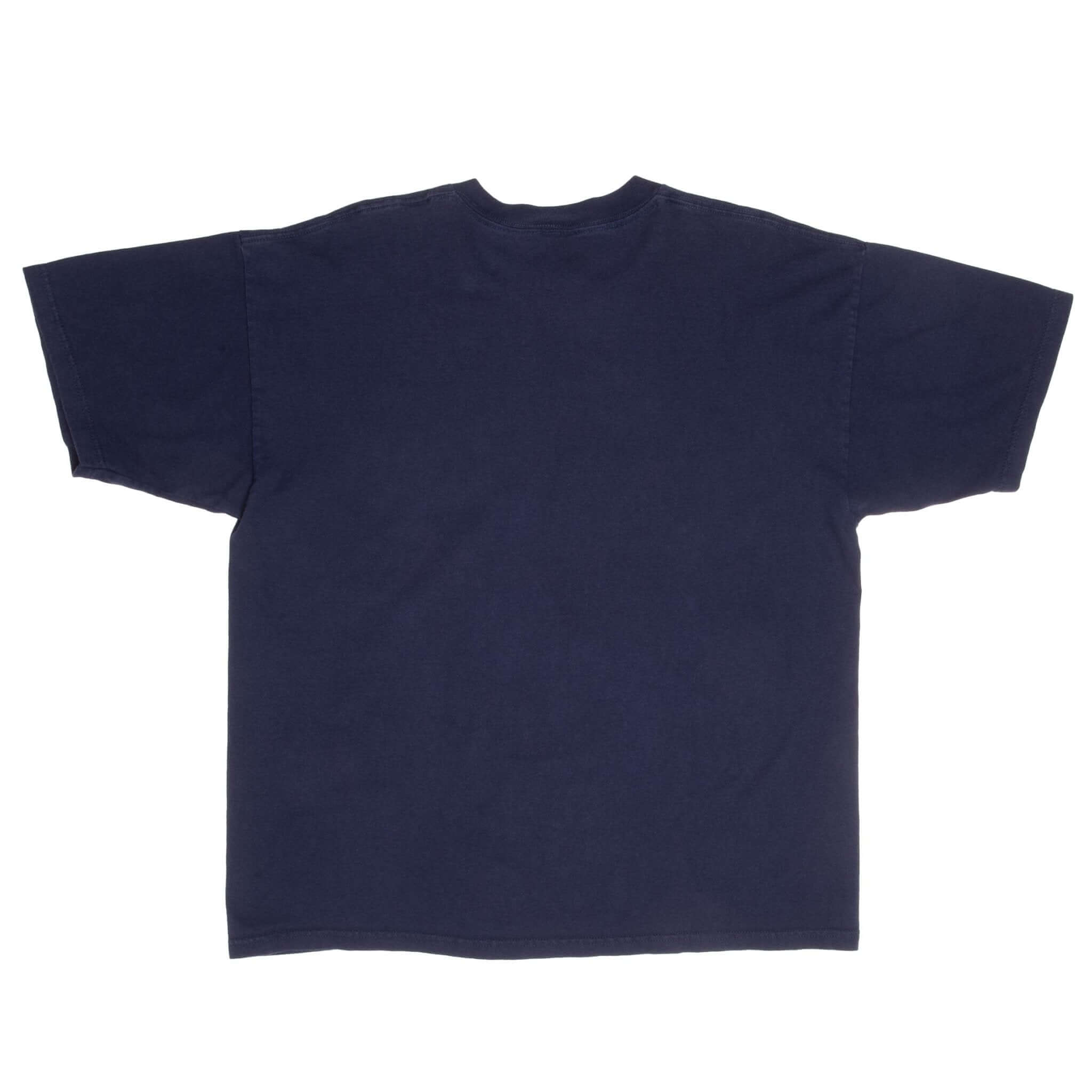 Vintage Nike Big Green Swoosh Navy Blue Tee Shirt Late 1990s Size XL Made In USA.