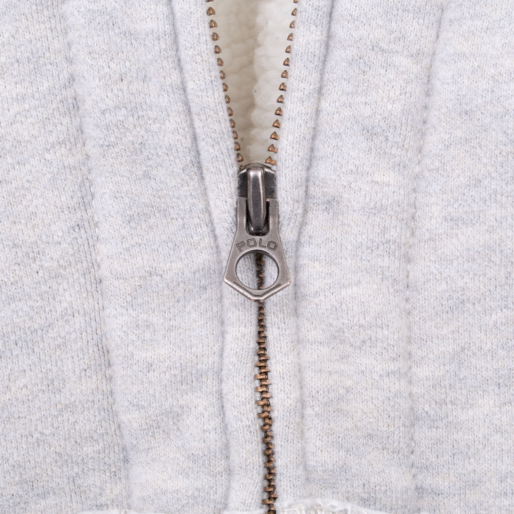 Vintage Polo Ralph Lauren Grey Sherpa Lined Hoodie Sweatshirt 1990S Size 2Xl Tall