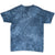 Back of blue tie-dye The Mountain T-shirt with an allover mottled pattern