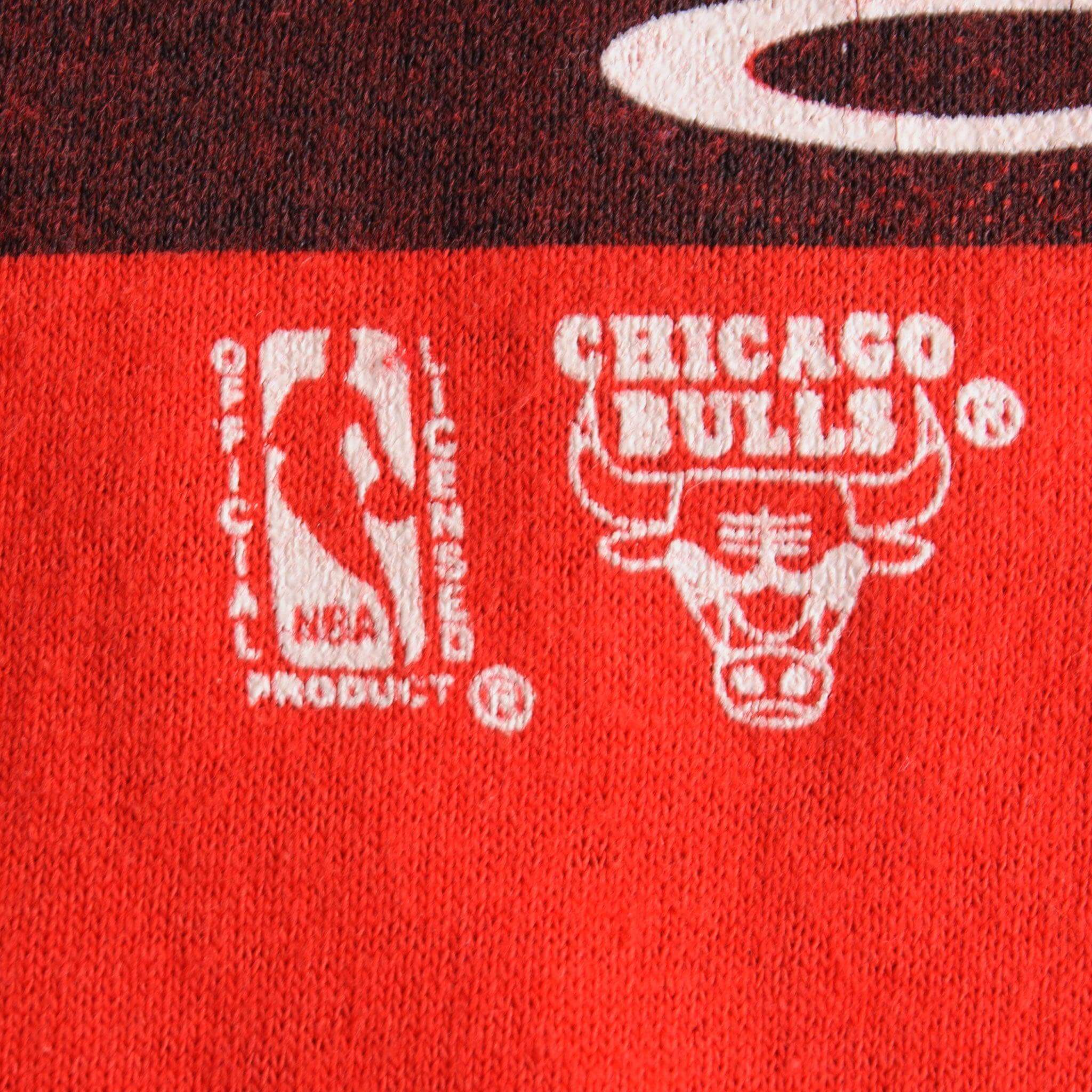 Vintage Red NBA Chicago Bulls 1991 1992 1993 World Champs Tee Shirt Size XLarge. Made In USA