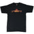Full front view of black Harley-Davidson T-shirt with flaming chest logo
