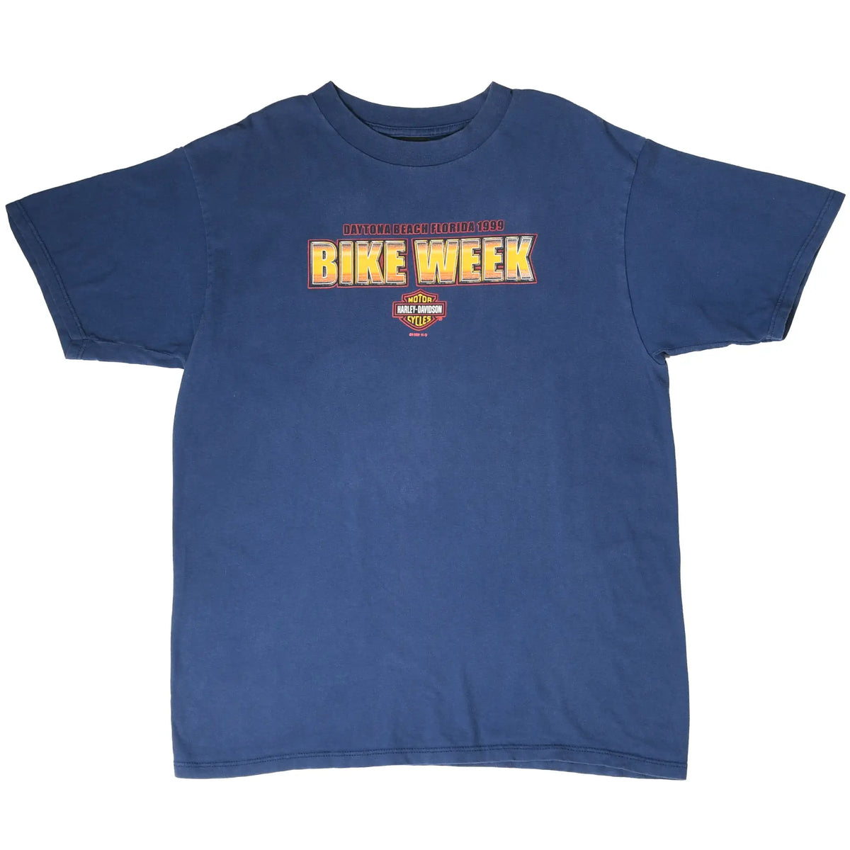 Front view of blue Harley-Davidson Daytona Beach Florida 1999 Bike Week T-shirt