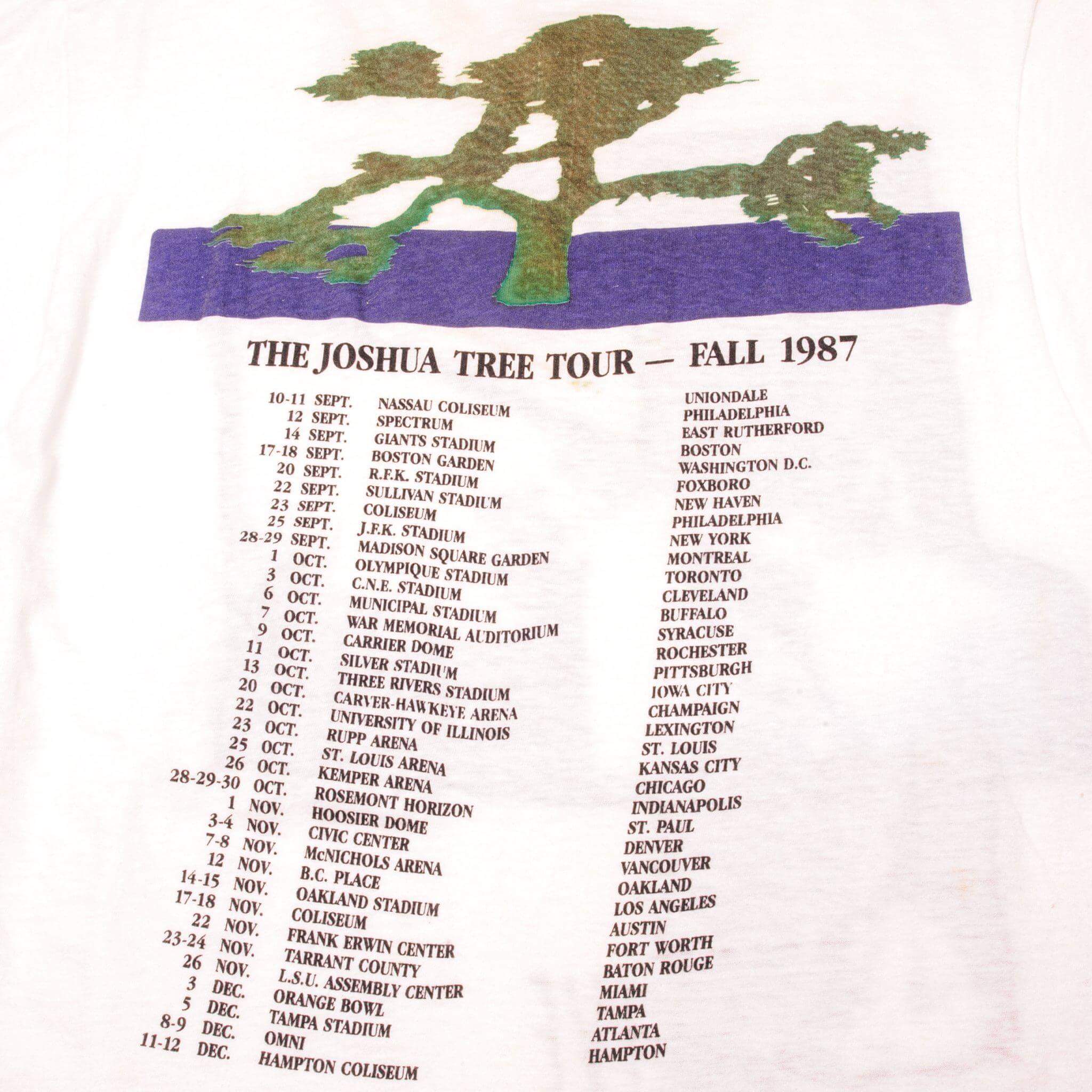 VINTAGE U2 LIVE TEE SHIRT 1987 SIZE LARGE MADE IN USA