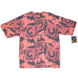 Vintage Catchit Surfing All Over Print Pink Tee Shirt 1990S Size Large Made In Usa Deadstock