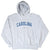 Front view of grey Nike Carolina hoodie with blue chest lettering and Swoosh
