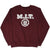 Full front view of burgundy Champion crewneck sweatshirt with white M.I.T. lettering and school seal