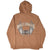 Full back view of brown Harley-Davidson hoodie with large embroidered logo and flame graphic