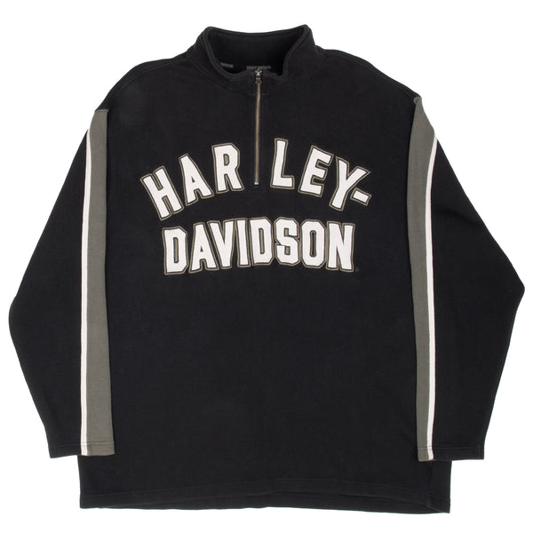 Vintage Harley Davidson Black Quarter Zip Sweater 2000S Size 2XL