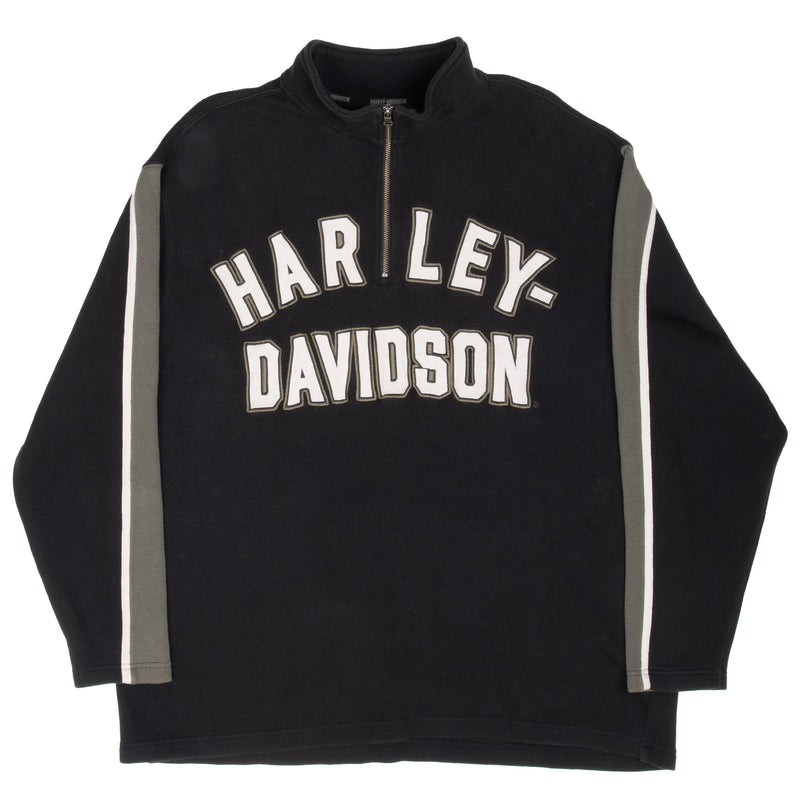Vintage Harley Davidson Black Quarter Zip Sweater 2000S Size 2XL
