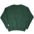 Back of plain dark green crewneck sweatshirt with ribbed cuffs and waistband