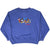 Full front of purple Disney sweatshirt with small Mickey Mouse and friends embroidery