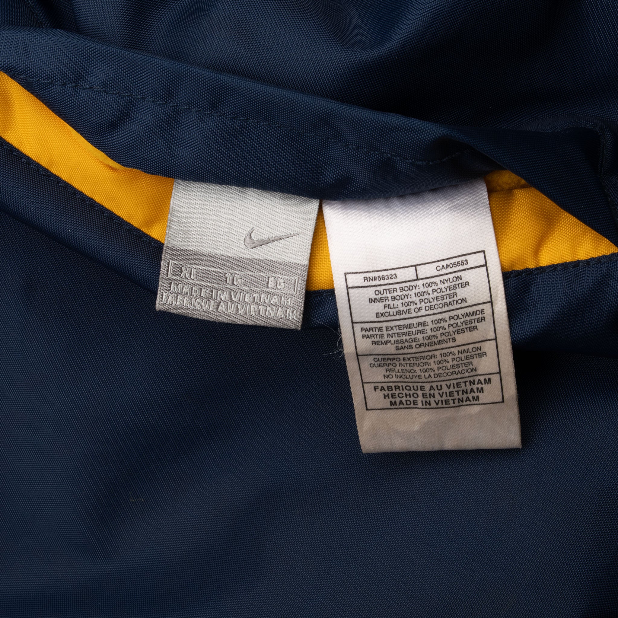 Vintage Nike Swoosh Yellow Blue Hooded Reversible Windbreaker Jacket 2000S Size XL