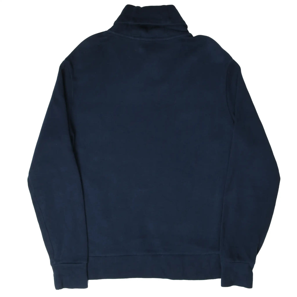 Back of navy Polo Ralph Lauren shawl collar sweater